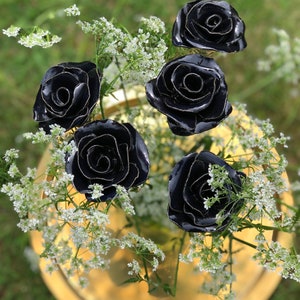 5 pieces black roses ceramic