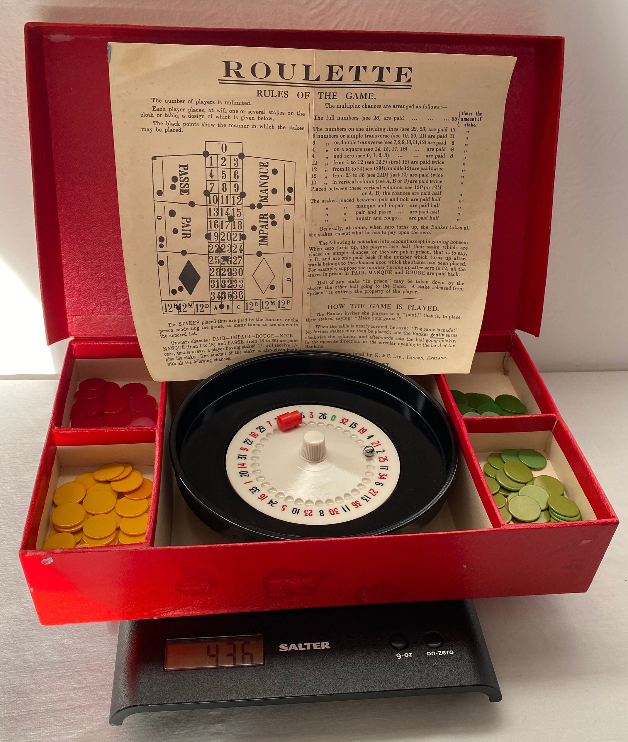 Vintage K&C London Ltd Roulette Game Bakelite Wheel 1950s (no