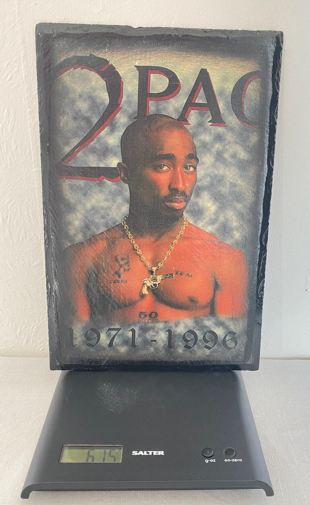 2PAC 1971-1996 大判ポスター Vintage Memorabilia Print on Slate of Rapper & Actor 2pac Tupac
