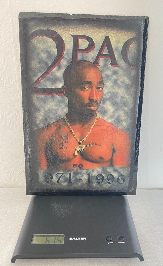 Vintage Memorabilia Print on Slate of Rapper & Actor 2pac Tupac