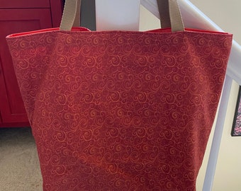 Swirly Red Tote Bag (B1)