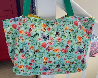 Flowers and Butterflies Tote Bag. (I1)