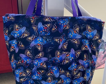 Purple Butterflies Tote Bag. (U1)