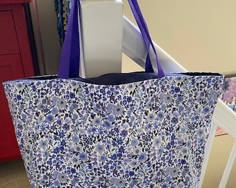Blue/Purple Floral Tote Bag (P1)