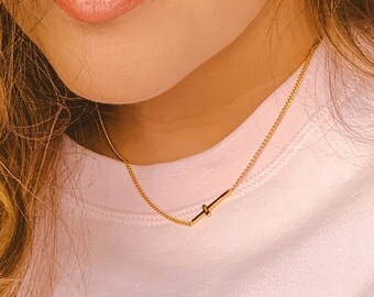 Sideways cross necklace,18K gold vermeil cross necklace, Centered Cross Necklace,dainty Gold Cross Necklace,Cross Choker Necklace,gold cross