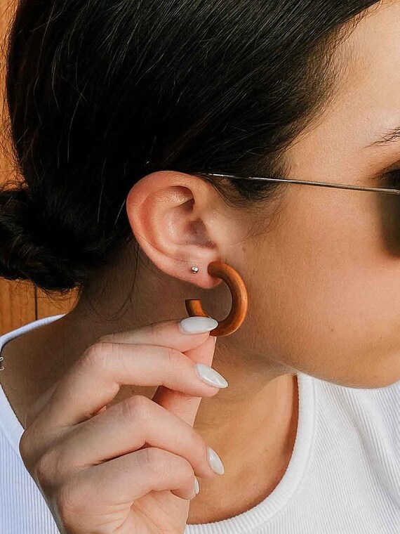 Small wooden earrings deals