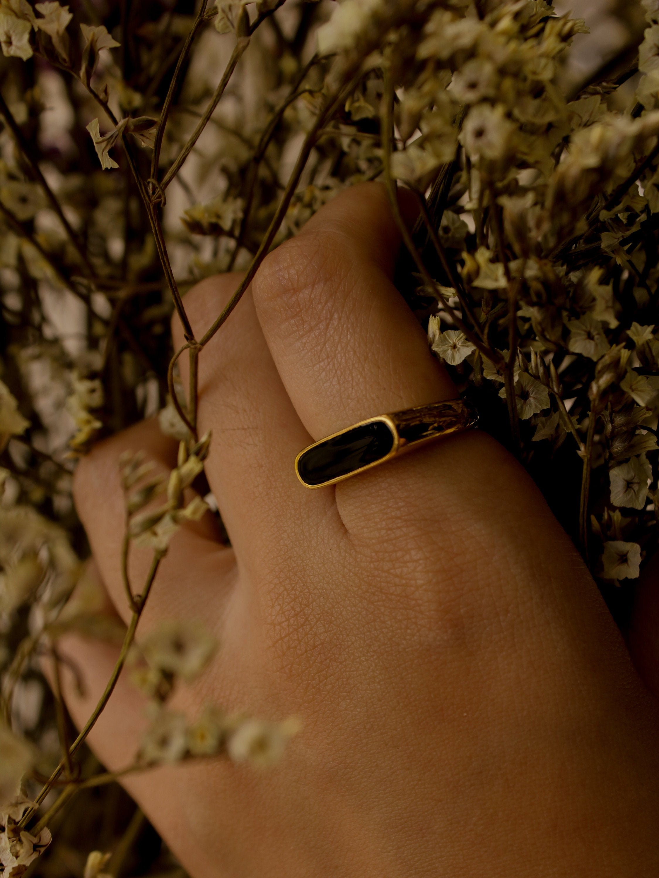 Onyx Ring Pinky Ring Signet Ring. Black Signet Ring Square 