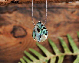 iridescent floating abalone shell pendant, sea shell choker, paua shell necklace, minimalist boho jewelry, long distance relationship gift