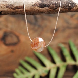 small sunstone necklace, sun stone necklace, dainty gemstone necklace, crystal choker, minimalist jewelry, good luck gift for best friend image 2