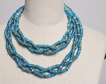 ★HARANG★ HR 382N_Silver Fabric Necklace Sterling Silver Woven Chain Heart Necklace