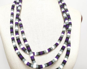 collar de declaración púrpura extra largo para una envoltura creativa, collar de cuerda gruesa a rayas, collar de gargantilla gruesa para mujeres u hombres