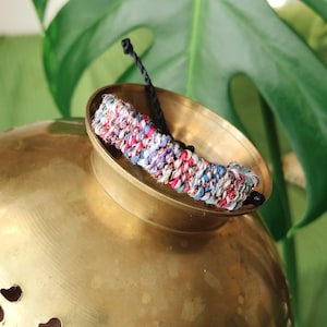 Colorful Handwoven Boho Bracelet: Natural Textile Wrist Cuff, Adjustable slow fashion jewel