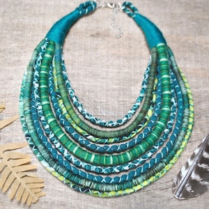 Ethno Halskette Ankara, Ethno Halskette Ankara, Ethno Halskette, handgewebter Textilschmuck, Ethno Halskette Ankara