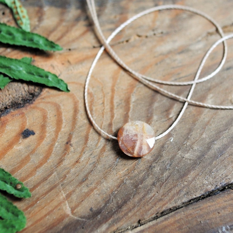 small sunstone necklace, sun stone necklace, dainty gemstone necklace, crystal choker, minimalist jewelry, good luck gift for best friend image 1