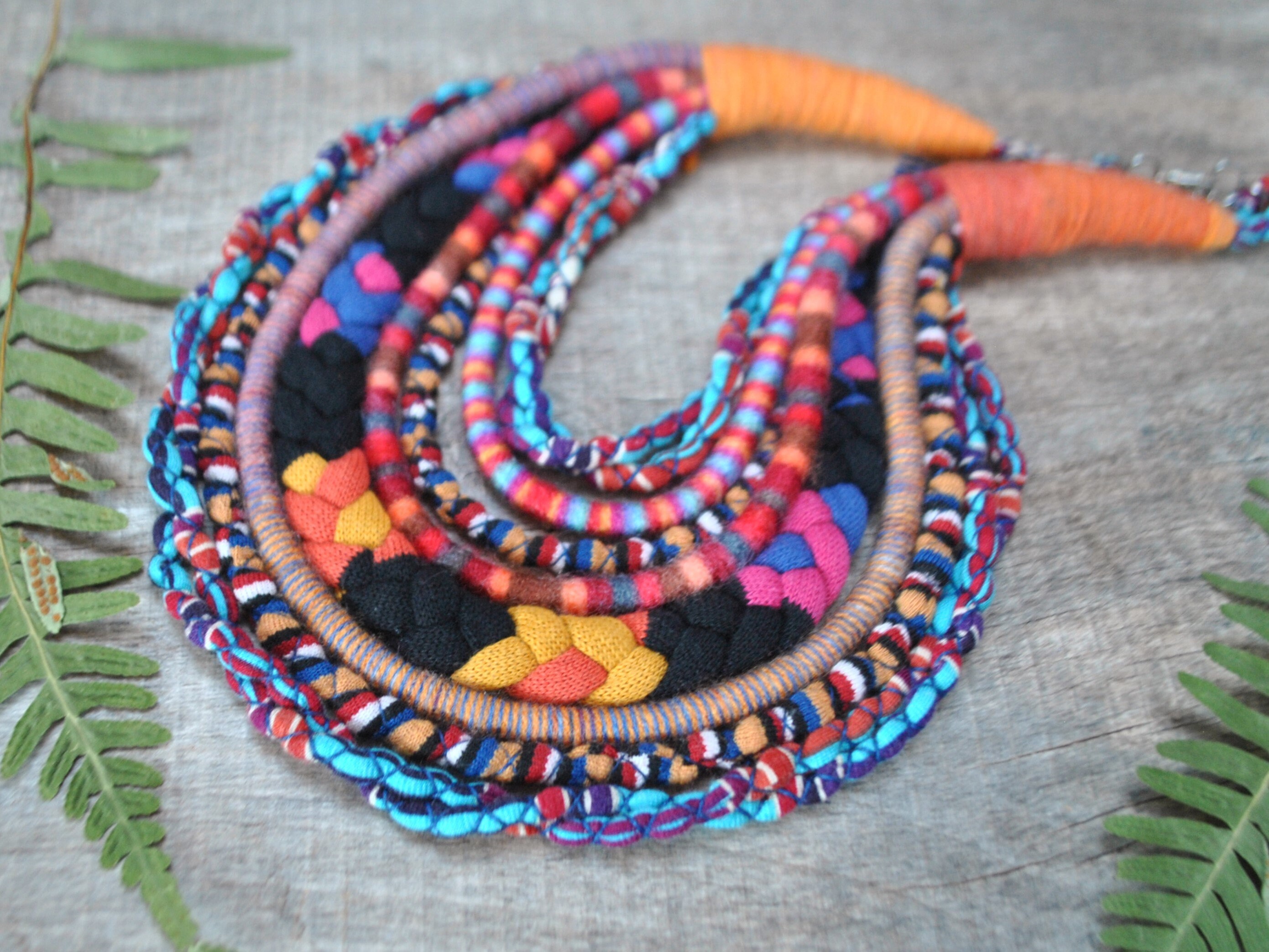 Fabric Necklace Recycled Jewellery Handmade Fabric Jewellery Shweshwe Print  Made in South Africa Three Strand Necklace Bracelet Set - Etsy
