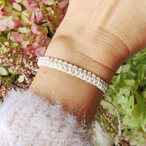 Adjustable Thin Natural Hemp Bracelet: Vegan Hippie Jewelry, Light Beige Supernatural Bracelet