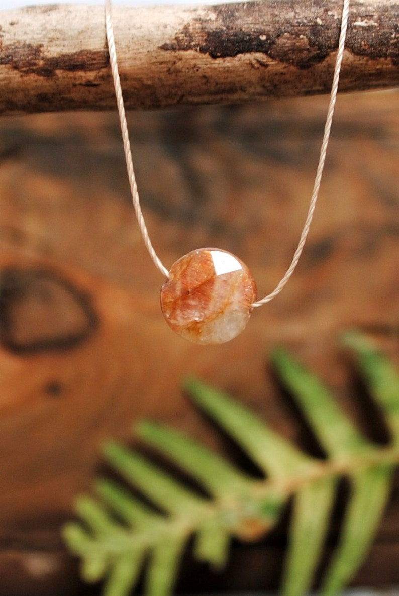 small sunstone necklace, sun stone necklace, dainty gemstone necklace, crystal choker, minimalist jewelry, good luck gift for best friend image 9