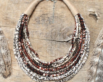 collana africana multifilo da donna, collana in tessuto di tendenza, colletto in tessuto in stile etnico, gioielli creativi della fauna selvatica, regalo per gli amanti del safari