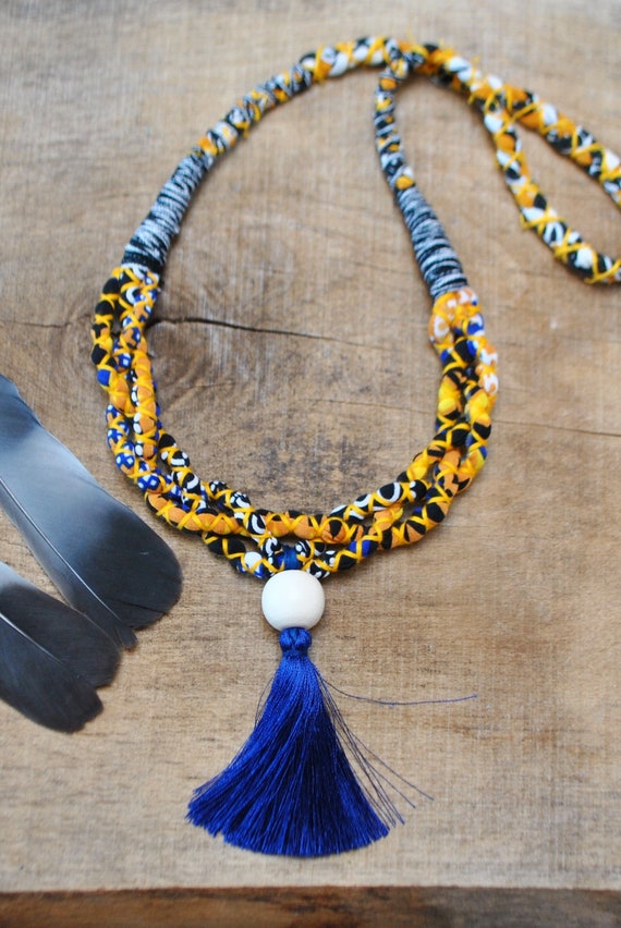 Navy tassel best sale necklace