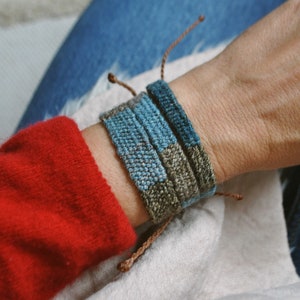 limited edition loom woven bracelet, earthy colors boho textile bracelet, fabric wrist cuff bracelet, festival wristband, slow fashion jewel image 10