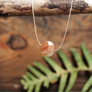 small sunstone necklace, sun stone necklace, dainty gemstone necklace, crystal choker, minimalist jewelry, good luck gift for best friend image 6