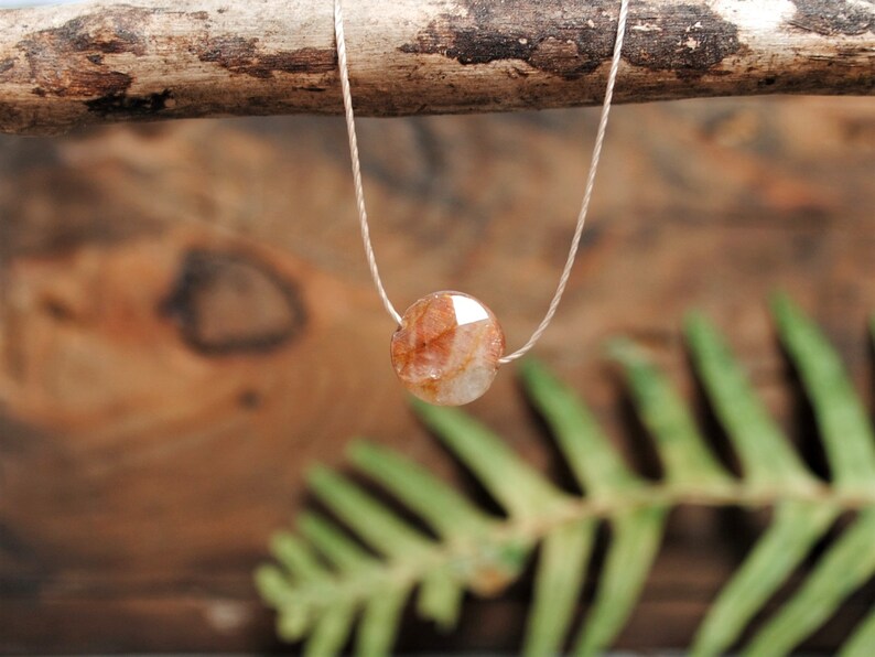 small sunstone necklace, sun stone necklace, dainty gemstone necklace, crystal choker, minimalist jewelry, good luck gift for best friend image 6