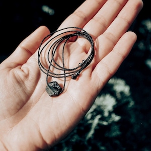 Raw Black Tourmaline Necklace: Adjustable Cord Crystal Choker, Empath Protection - Good Luck Stone