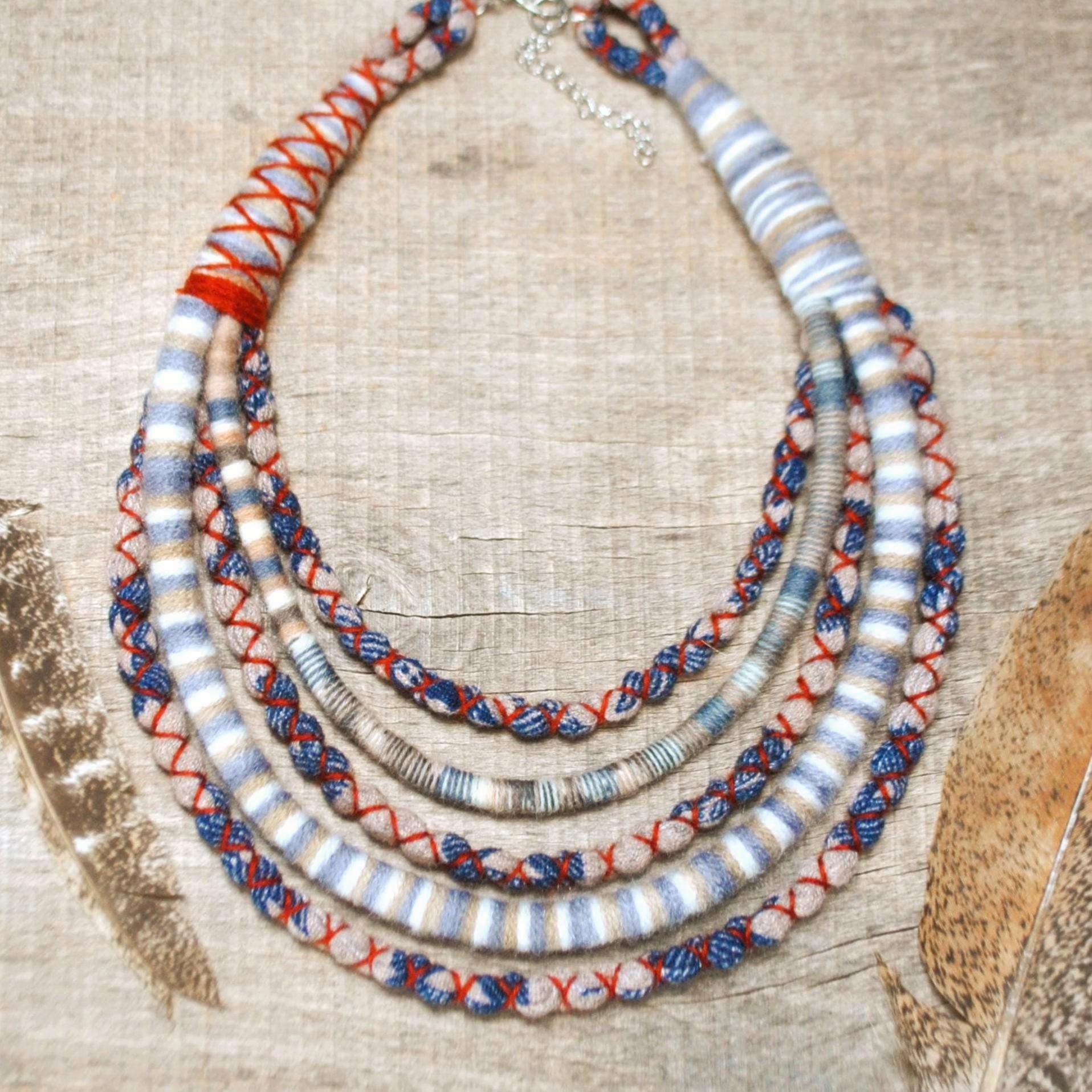 Collier Plastron Bohème En Perles De Bois Naturel - Style Ethnique Hippie - Bijou Unisexe Homme/femme
