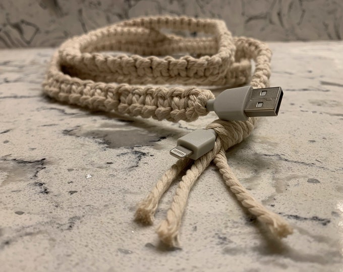 Macrame Phone Charger - iPhone Charger - Boho Phone Charger - Lightning Charger Cable - USB-C charger