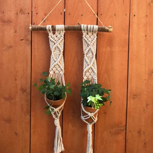 Macrame 2 Plant Wall Hanging | Boho inspired home decor | Unique | Handmade | Plant Hanger