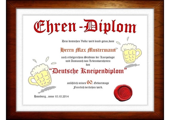 Diplôme Danniversaire Drôle Pour Les Buveurs De Bière Award Pour Le Roi De La Bière