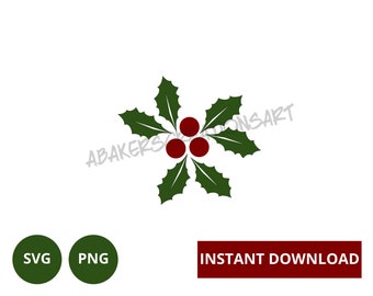 Holly SVG File-Holly PNG File-Christmas Digital Download-Christmas Instant Download