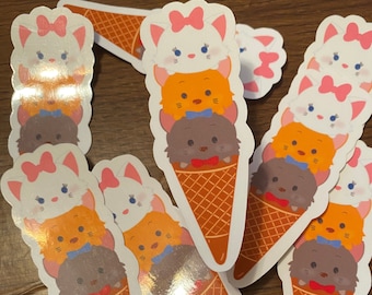 Cat Ice Cream Cone Sticker
