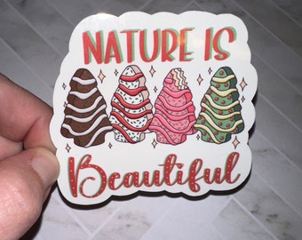 Nature is Beautiful Christmas Tree Dessert Sticker