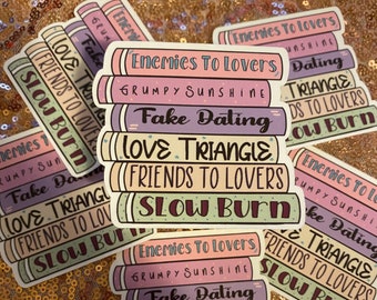 Romance Tropes Book Stack Sticker