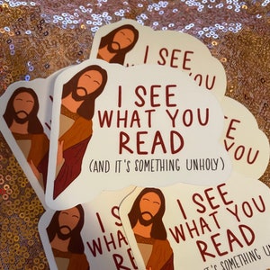 Smut Reading Jesus Sticker / Reading Unholy