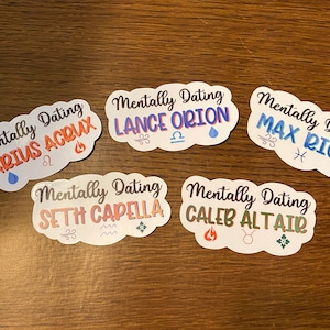 Mentally Dating Zodiac Academy Characters Sticker / Darius / Seth / Max/ Lance/ Caleb - Pick One Sticker