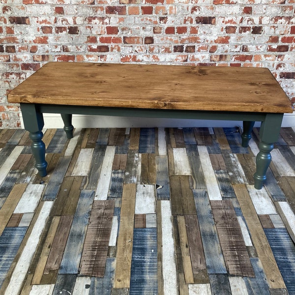 Hand wax top and  in Any Farrow  & Ball Colour base  Solid Wood Farmhouse Coffee Table