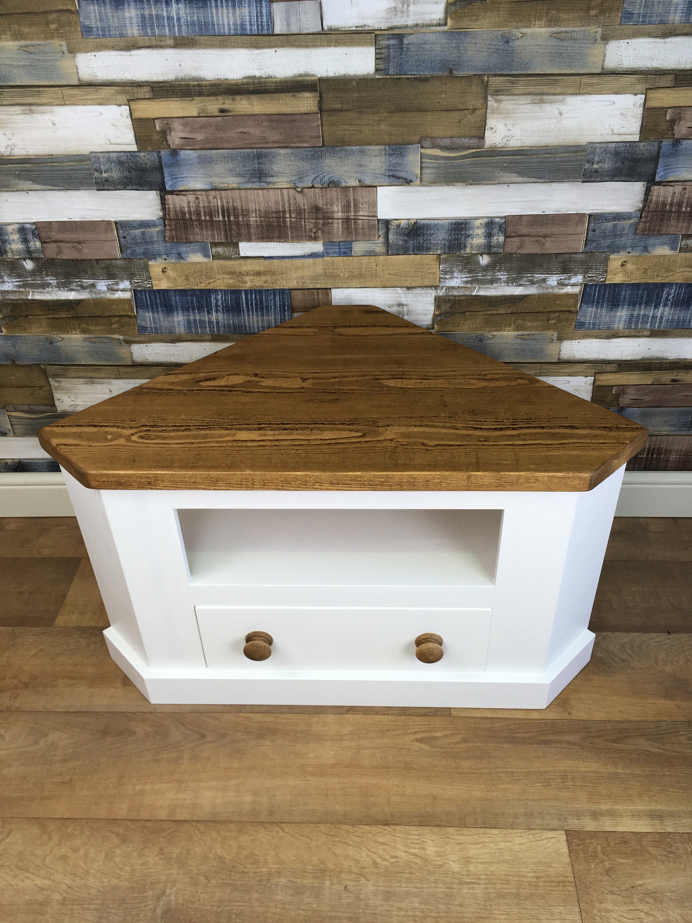 Handmade Solid Wood Corner TV Unit With Draw Made From Etsy UK