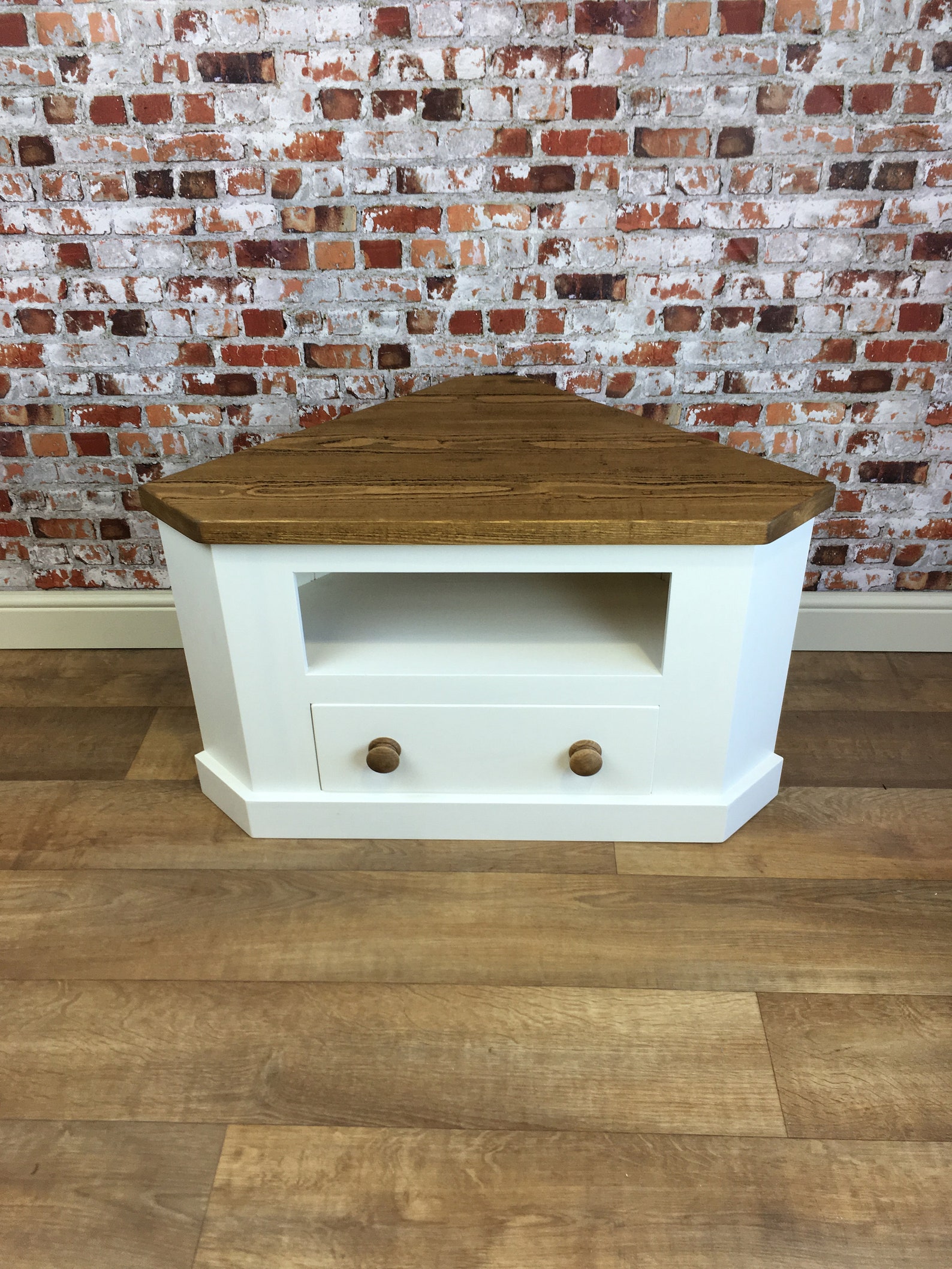 Handmade Solid Wood Corner TV Unit with Draw Made From Etsy