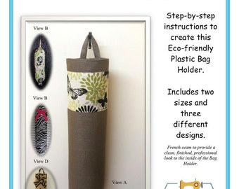 Patrón de costura para soporte de bolsas de plástico (descarga instantánea). También sirve como dispensador de bolsas de basura, organizador de bolsas y soporte para bolsas de basura.