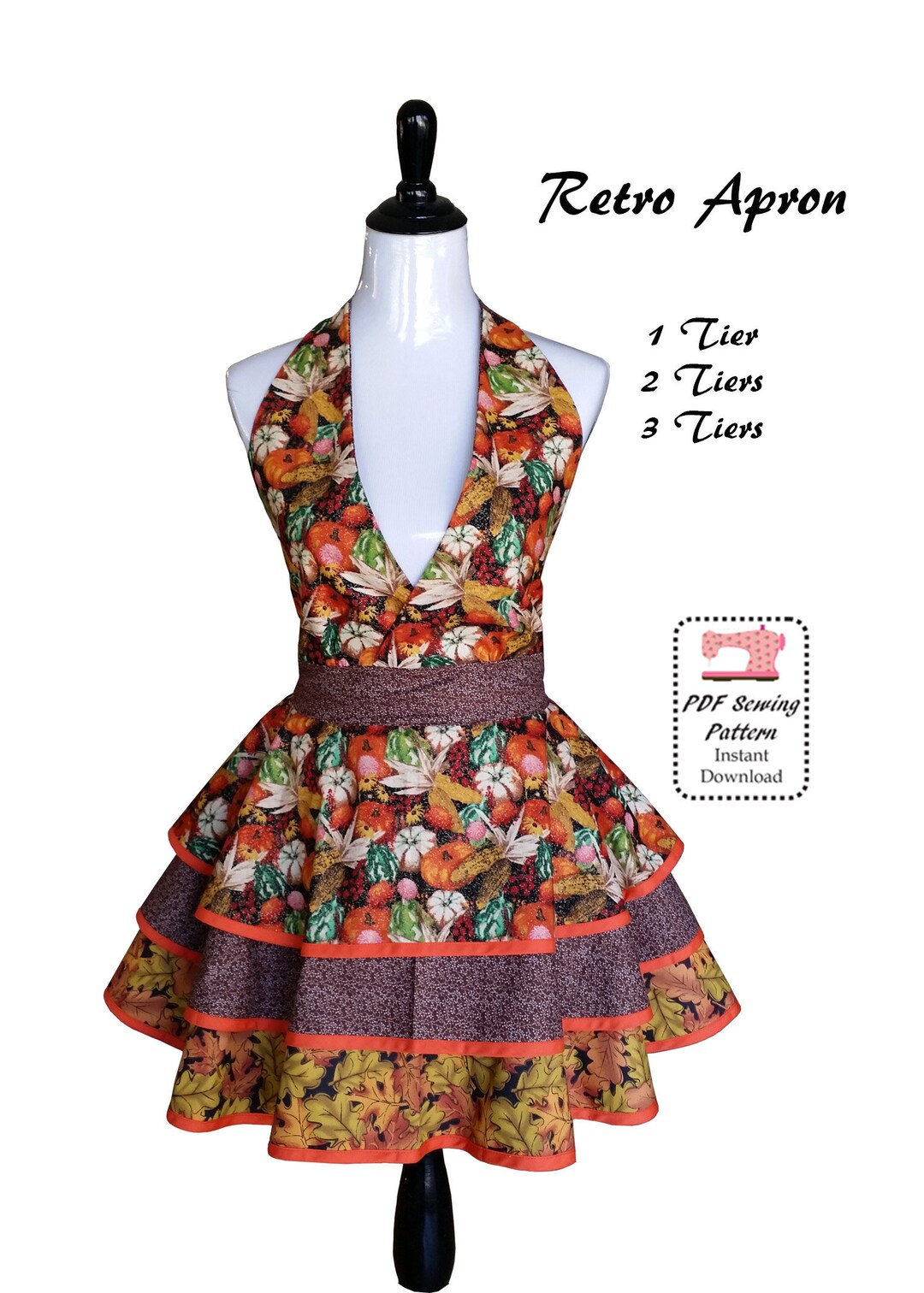 50's Retro Apron PDF Sewing Pattern & Tutorial, Tiers Apron, Vintage ...