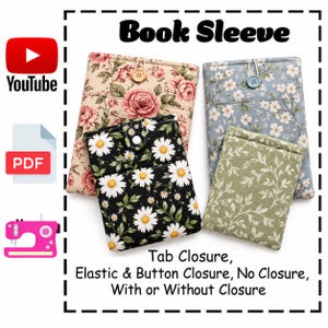 Book Sleeve Pdf Sewing Pattern, Book Sleeve Digital Sewing Pattern, Book Case, Book Cover, Bible Cover, Book Holder, Laptop, Kindle Sleeve