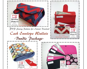 Cash Envelope Wallet -BUNDLE Pack- SEWING PATTERN, Cash Budget System, Kids Wallet, Financial System, Save Give,Spend