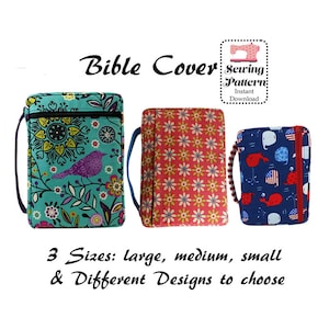 Bible Cover Pdf Sewing Pattern, Digital Sewing Pattern, Zippered Bible Case, Book Cover, Bible Organizer, Book Holder, LARGE, MEDIUM, SMALL