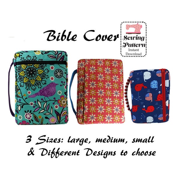 Bible Cover Pdf Sewing Pattern, Digital Sewing Pattern, Zippered Bible Case, Book Cover, Bible Organizer, Book Holder, LARGE, MEDIUM, SMALL