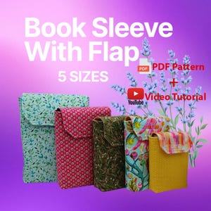 Book Sleeve with Flap Pdf Sewing Pattern, Book Sleeve Digital Sewing Pattern, Book Case, Book, Bible Cover, Bible Organizer, Book Holder
