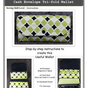 Cash Envelope Wallet PATROL DE COUTURE PDF, Cash Budget Wallet, Cash Budget System, Portefeuille à trois volets, Portefeuille femme, Système financier