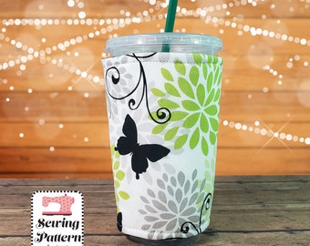 Cup Cozy SEWING PATTERN PDF, Cold Drink Sleeve, Starbucks coffee cozy, coffee Koozy, Cup Sleeve, Coffee Cozy, Cup Insulator, Cup Cover