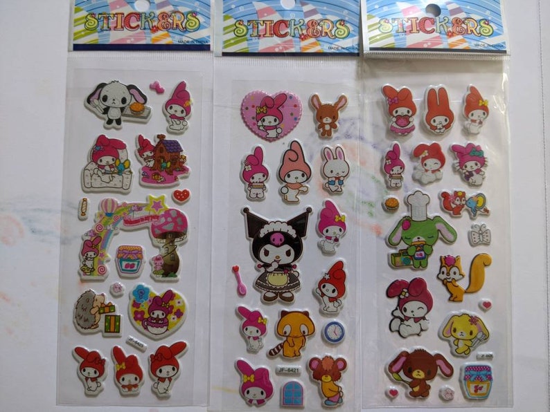 My melody kuromi puffy stickers Etsy